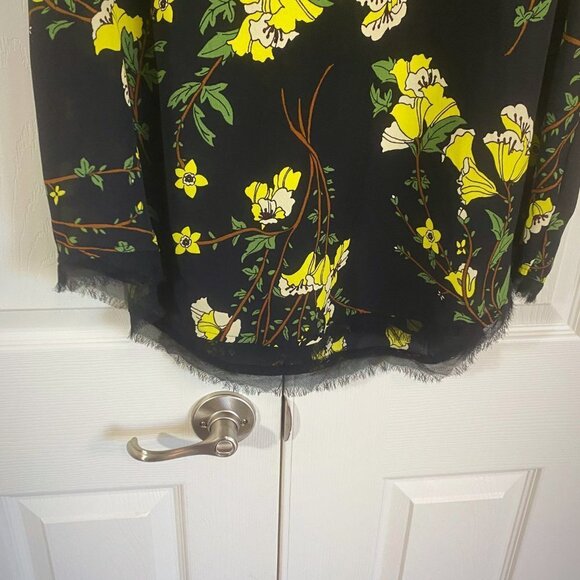 Who What Wear - Black Sheer Blouse with Yellow Flowers - Picture 5 of 10